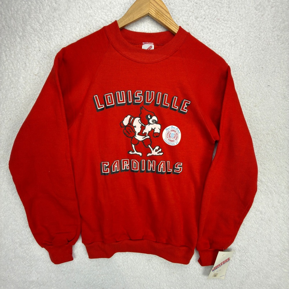 Vintage Jerzees Louisville Cardinals Sweatshirt Mens Small Red‎ USA NWT NOS